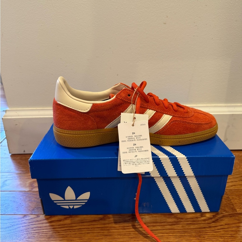adidas orange suede Spezial with cream stripes women’s size 7 - Picture 2 of 8
